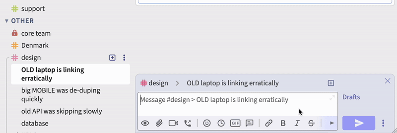 Animation showing compose box