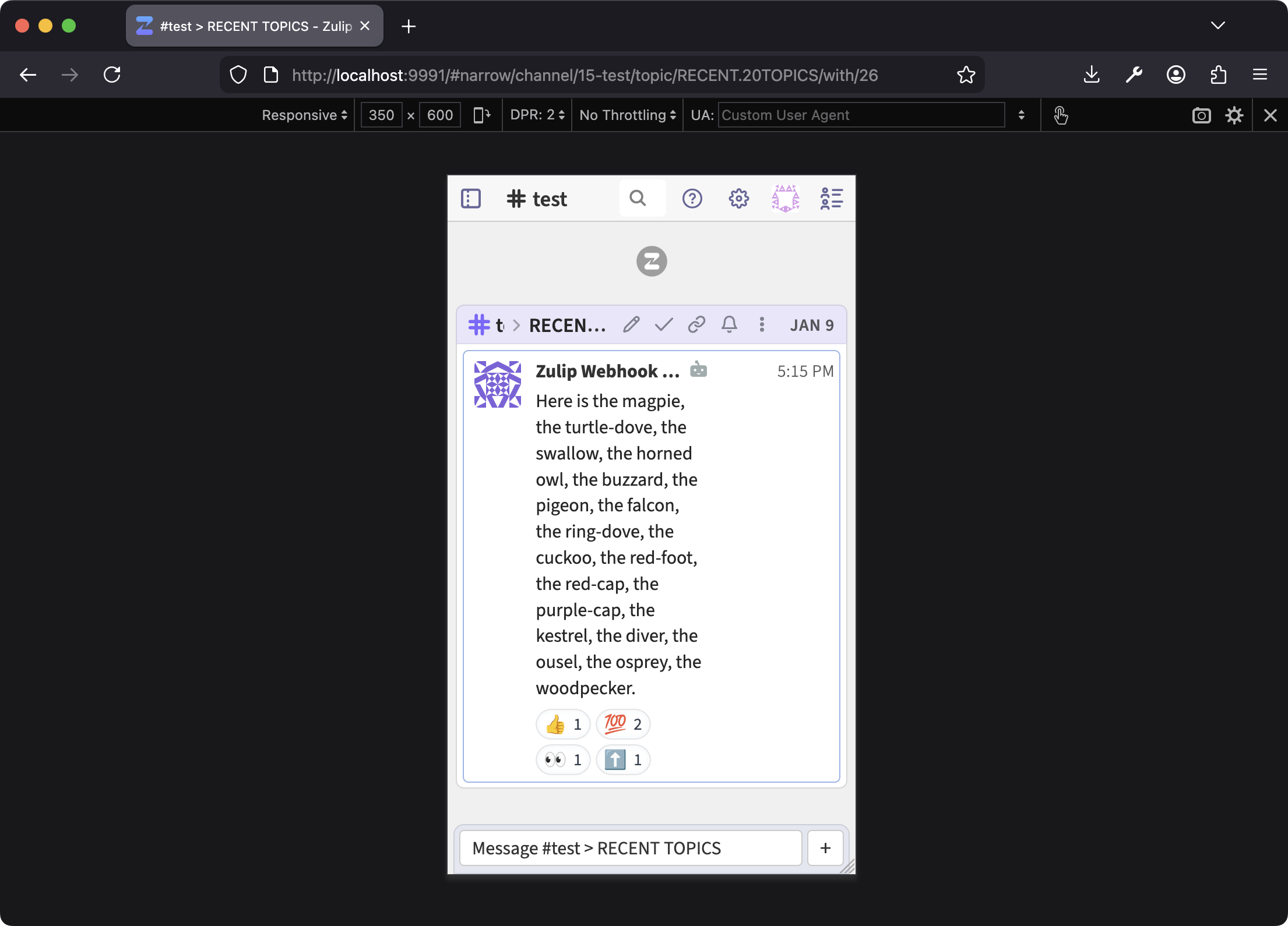 Firefox in responsive design mode
